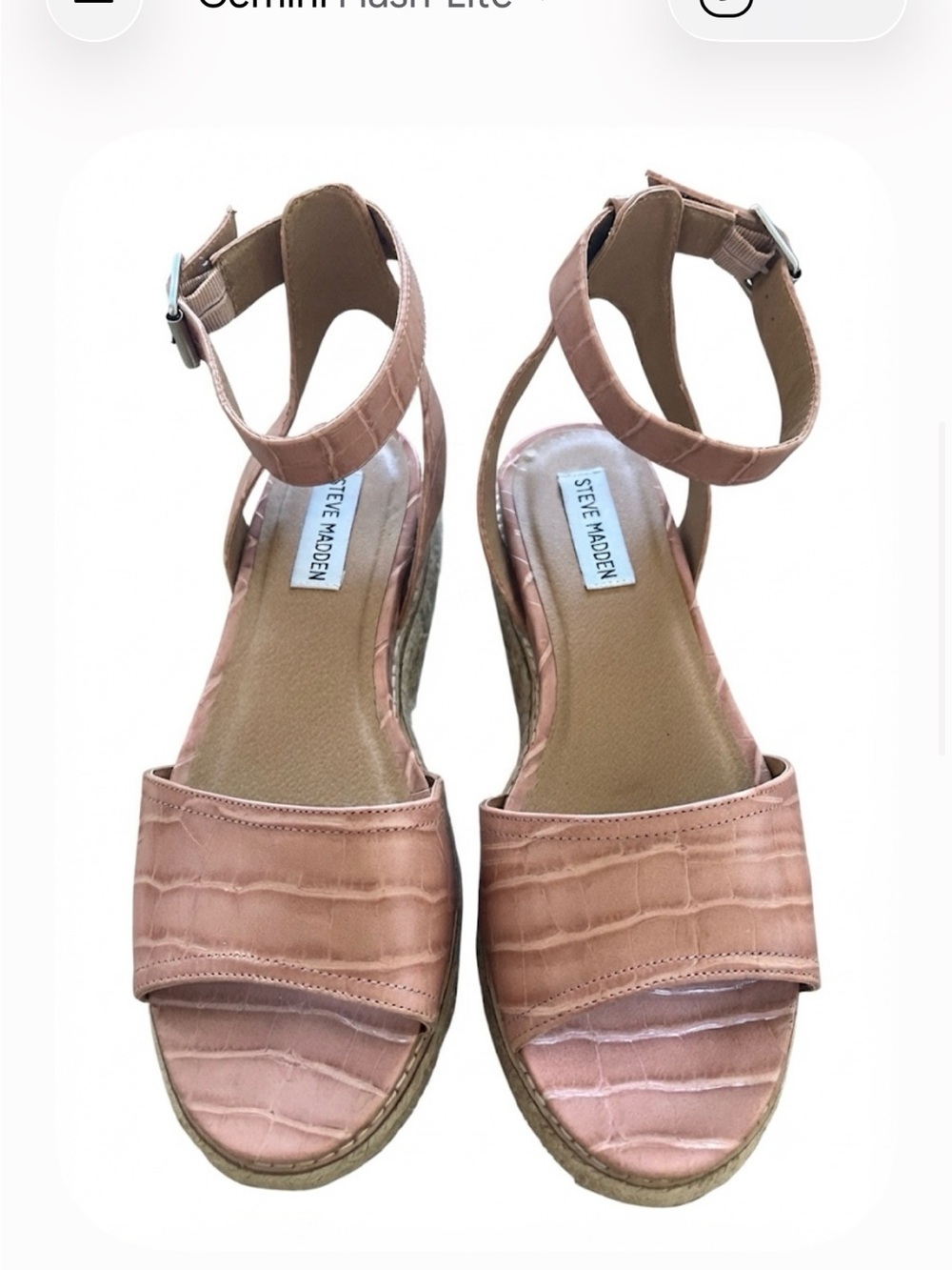 Steve Madden Pink Croc-Embossed Ankle-Strap Espadrille Sandals